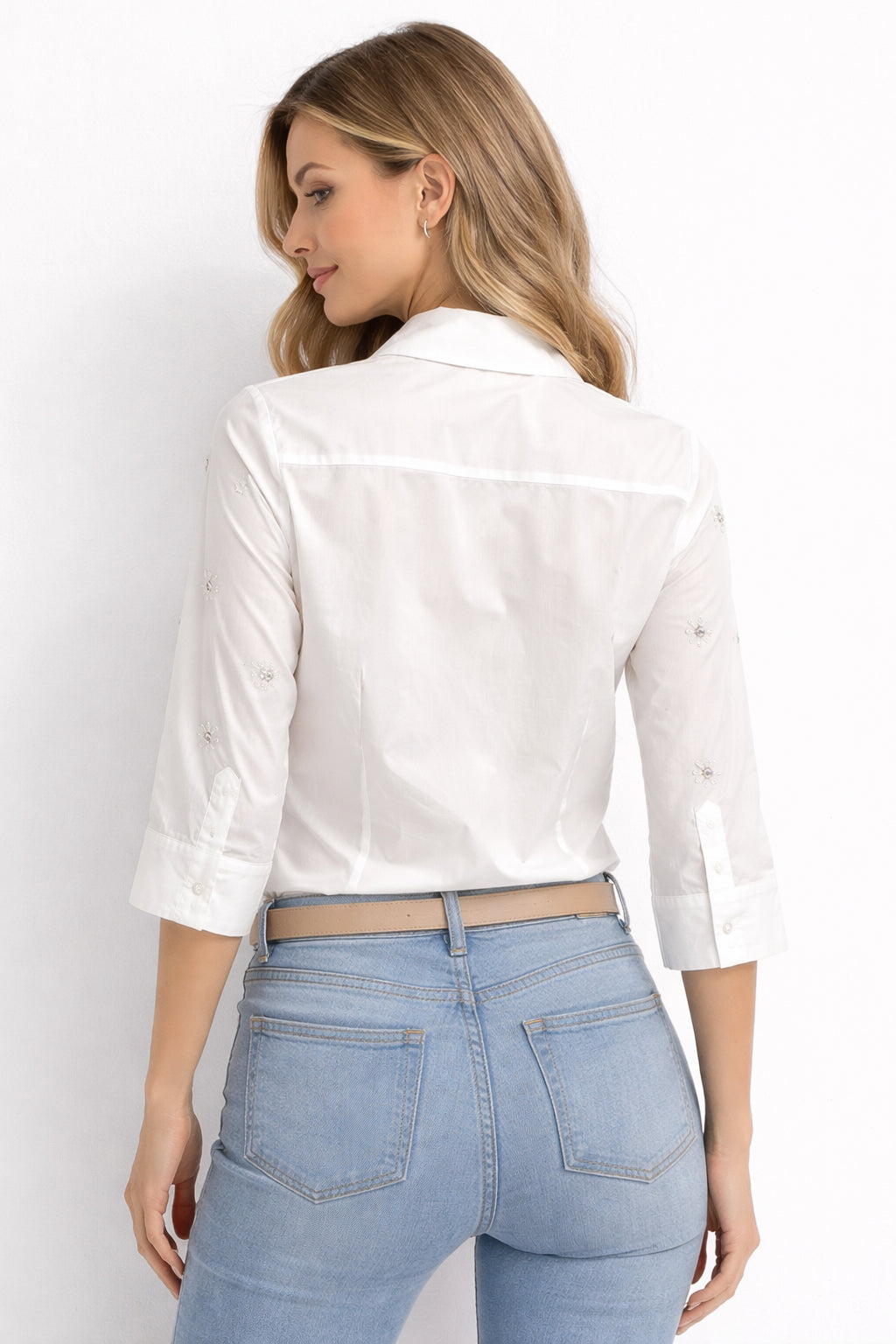 Griffai Camicia Manica 3/4 Donna con Applicazioni DGP7983 Bianca PE26