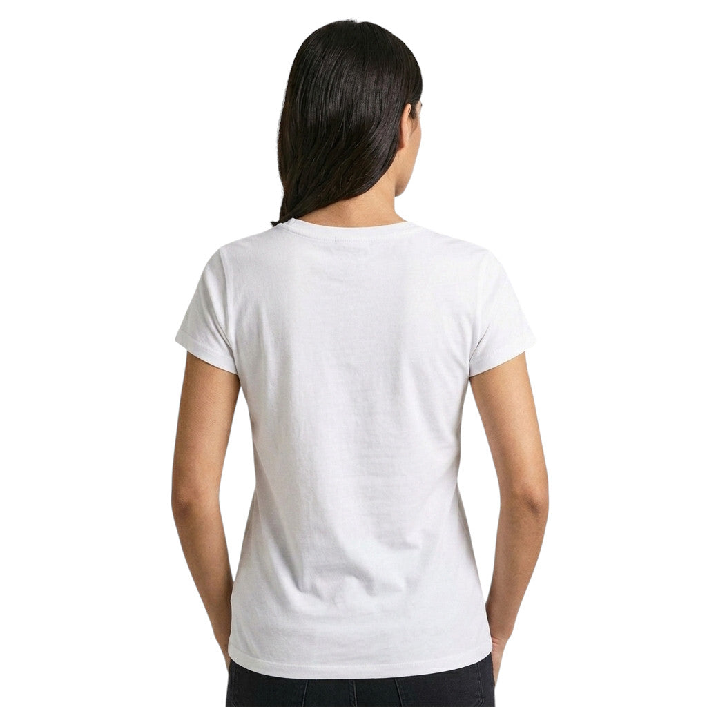 Pepe Jeans T-shirt Donna Manica Corta Logo Paillettes Bianca - PL5000142 800