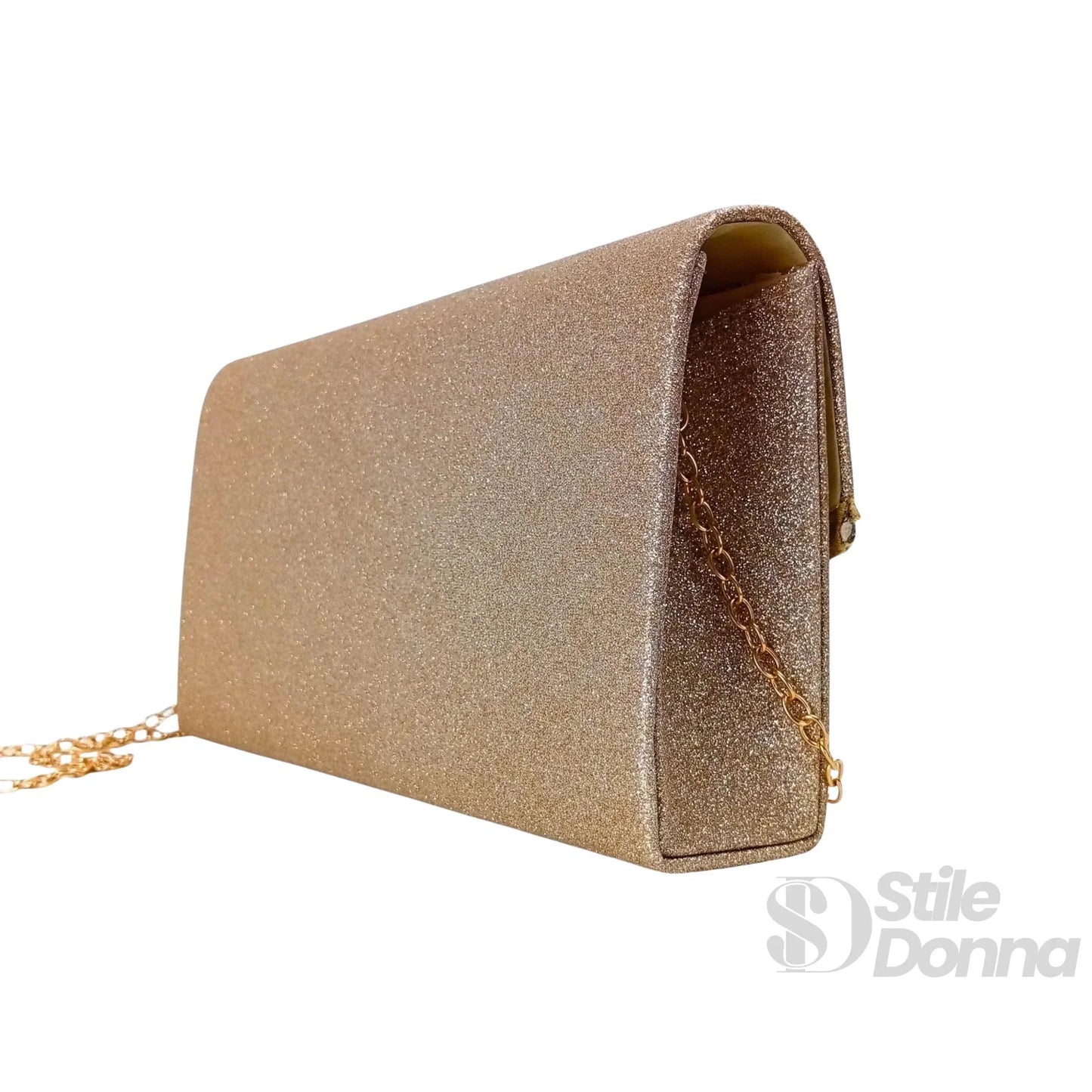 Stile Donna Bags - Pochette Busta con Strass Oro