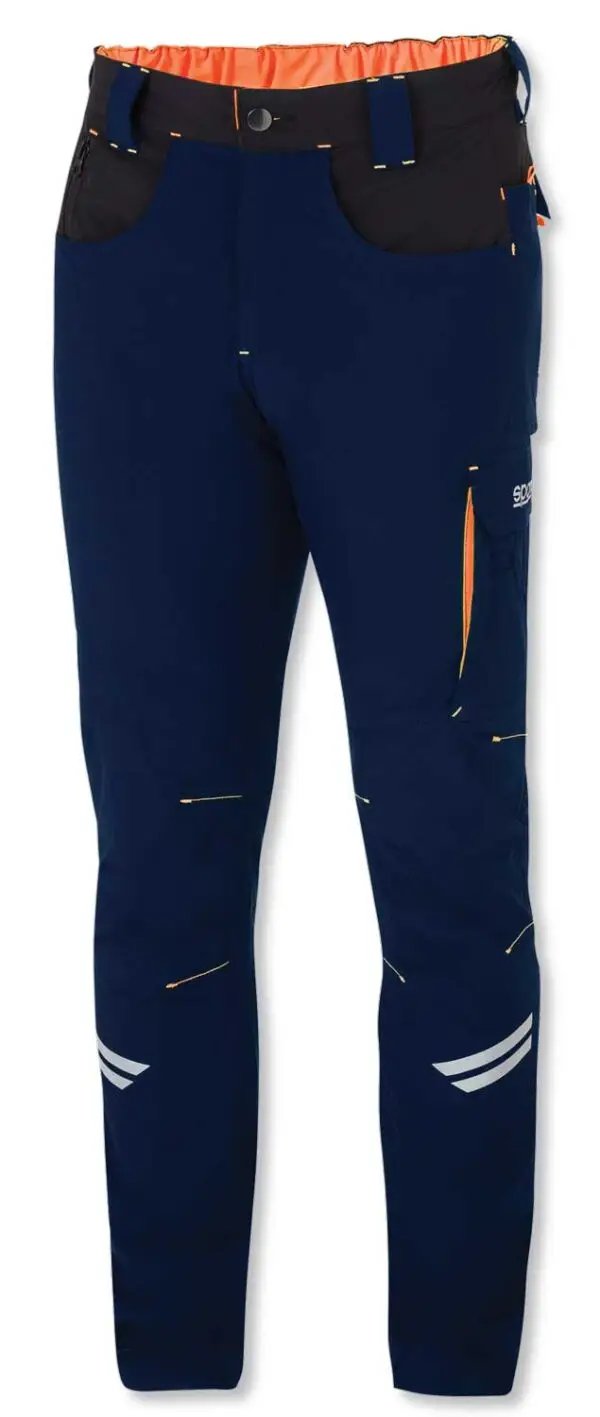 Sparco Kansas Technikhose Blau/Orange mit Verstärkungseinsätzen