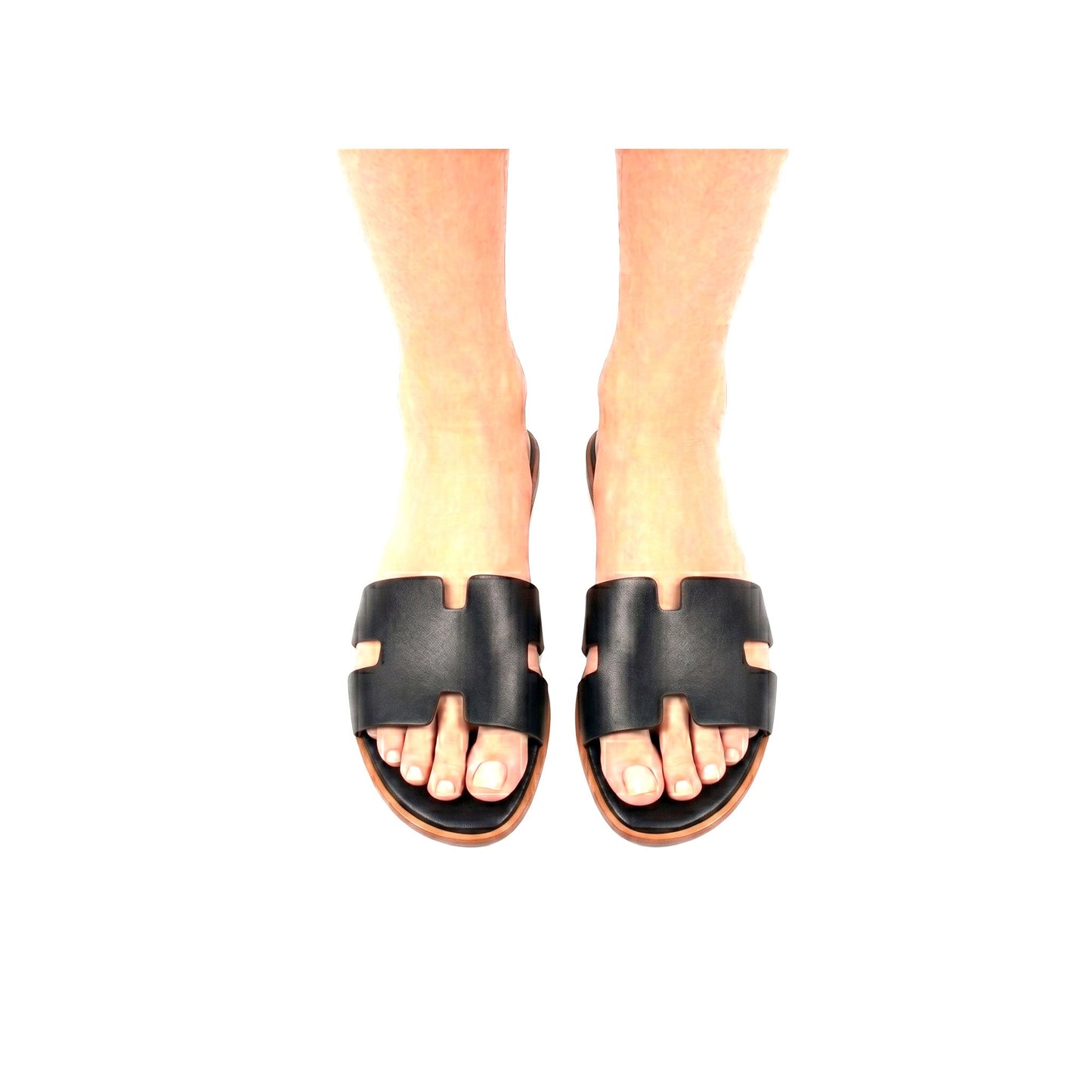 Sandali a Ciabattina Donna Modello H in Vera Pelle Nero - Made in Italy | Art. PUGLIA