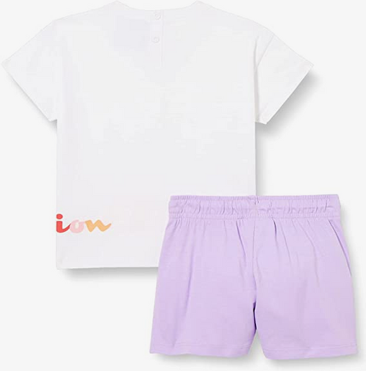 Champion Completino da bambina Legacy American Classics logo T-shirt + Short 404686 WW001 WHT white-lavanda