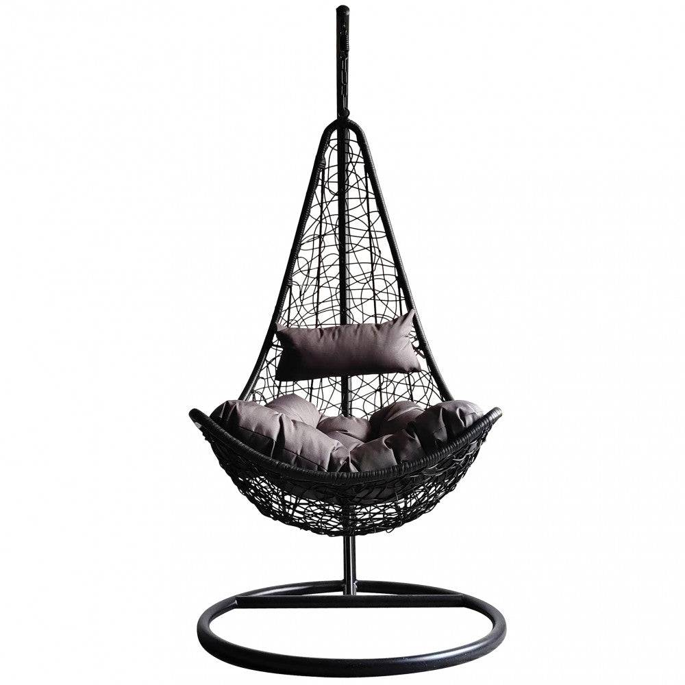 Schaukel Ponza – Gestell Metall Taupe, Sitz Wicker Schwarz