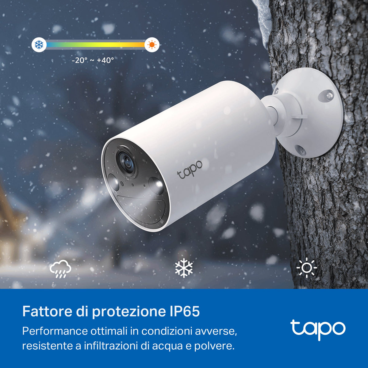 Tapo C410 Telecamera Wi-Fi Esterno a Batteria 2K 3MP, Visione Notturna a Colori