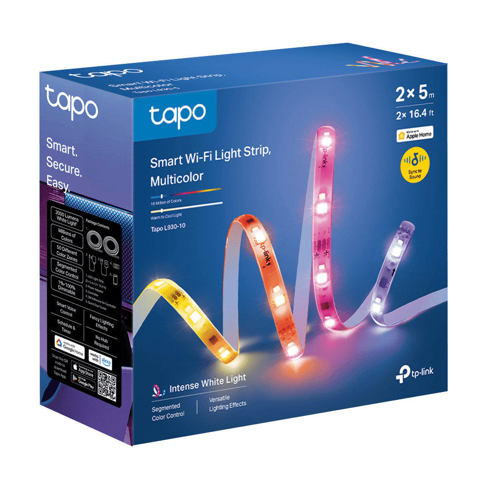 Tapo L930-10 Striscia LED Smart WiFi Multicolore 10m, Zone Colore, Alexa