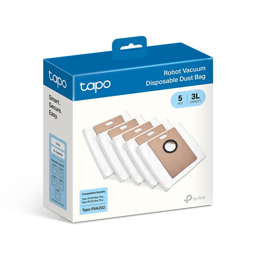 Tapo RVA202 Sacchetti Polvere Monouso Robot Aspirapolvere RV20/RV30 Max Plus, 5pz