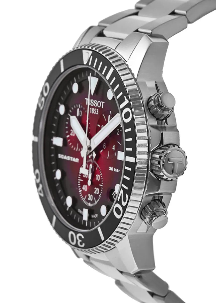 Tissot Seastar 1000 Chronograph – Swiss Made Quarz – Rot schattiert – 45,5mm – T120.417.11.421.00