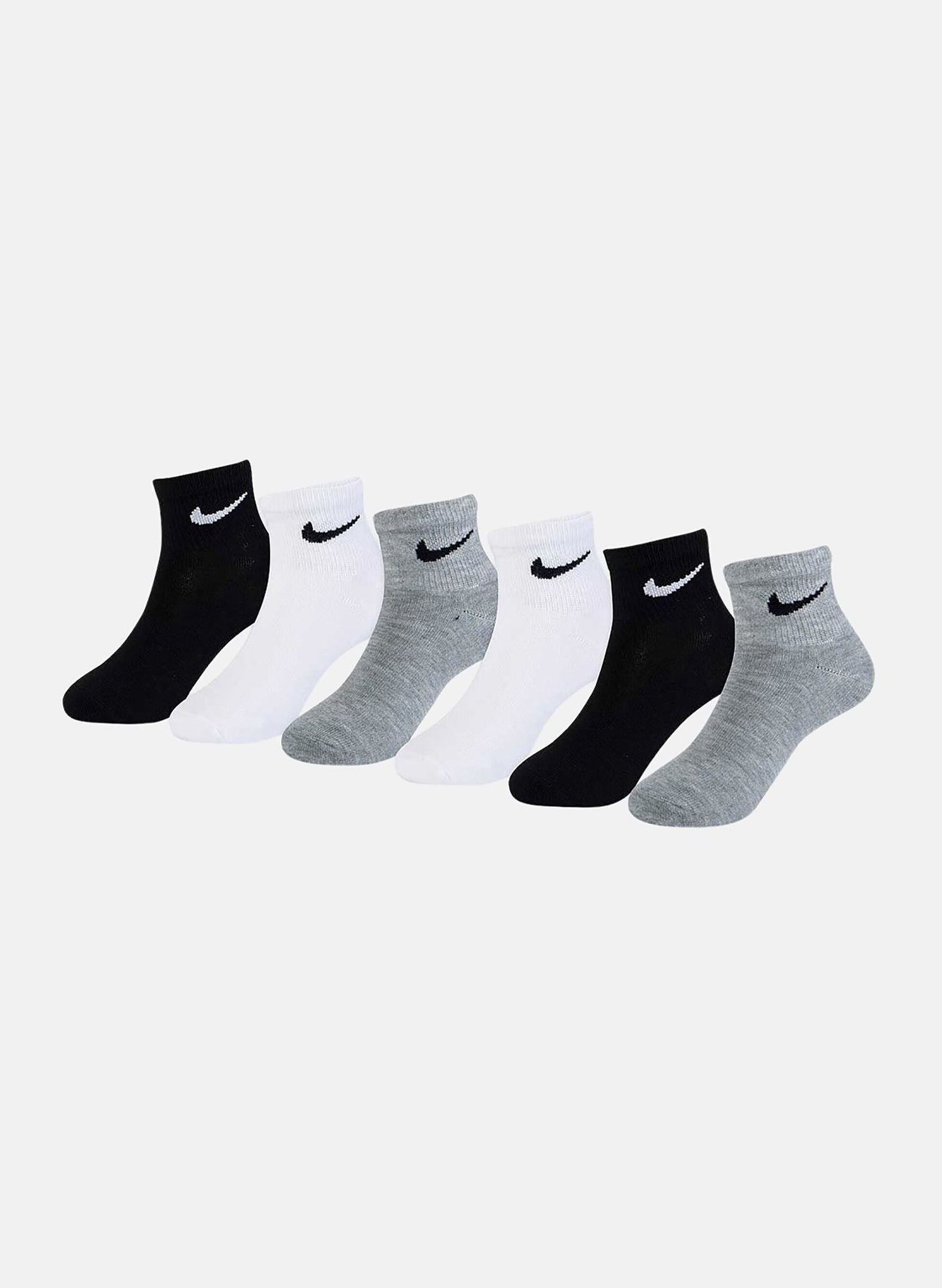 Nike 6 paia di calze junior Basic Light Quarter UN0029-W2F bianco-nero-grigio