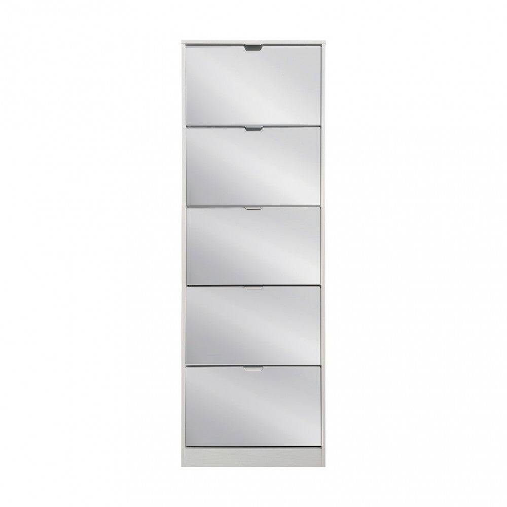 Scarpiera Susie Bianca con Specchio, 5 Ante, 60x24x180cm