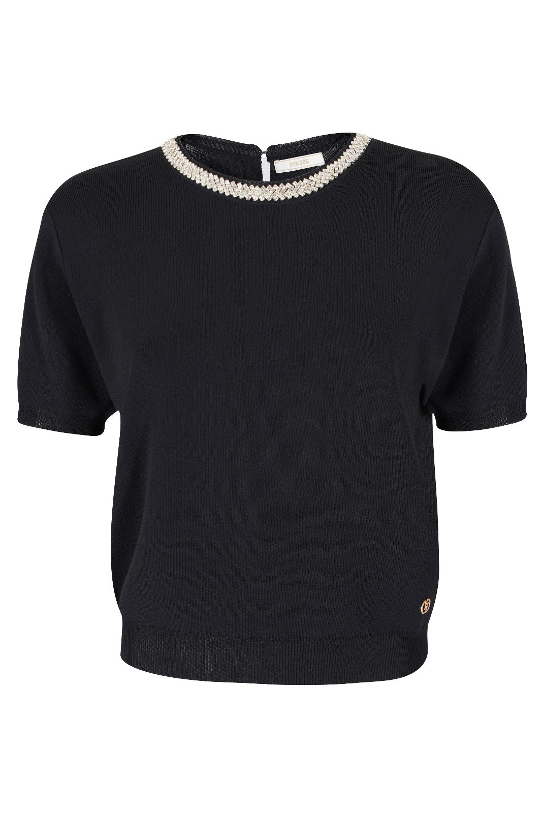 Yes Zee Maglia Donna Applicazioni Gioiello M243/IF00 Nero