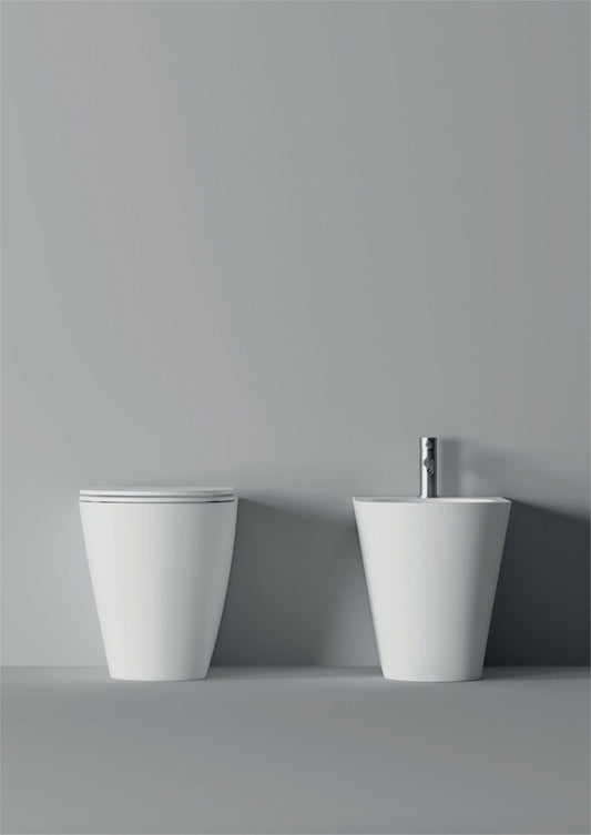 Alice Ceramica sanitari filomuro serie HIDE ROUND senza brida con sedile softclose