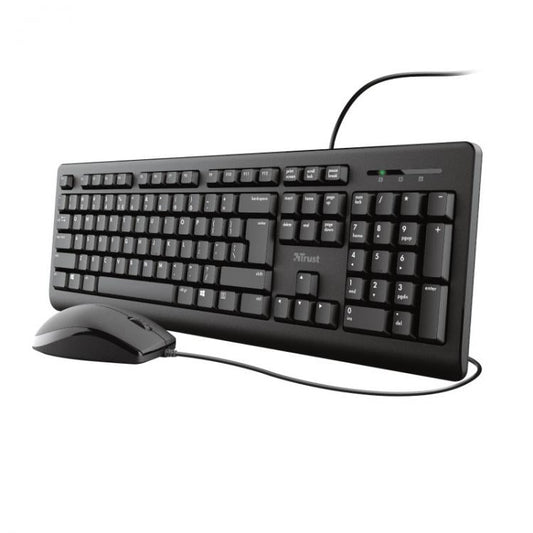 Trust Kit Tastiera Mouse Ottico Usb Trust Primo Set Keyboard Regolabile Nero