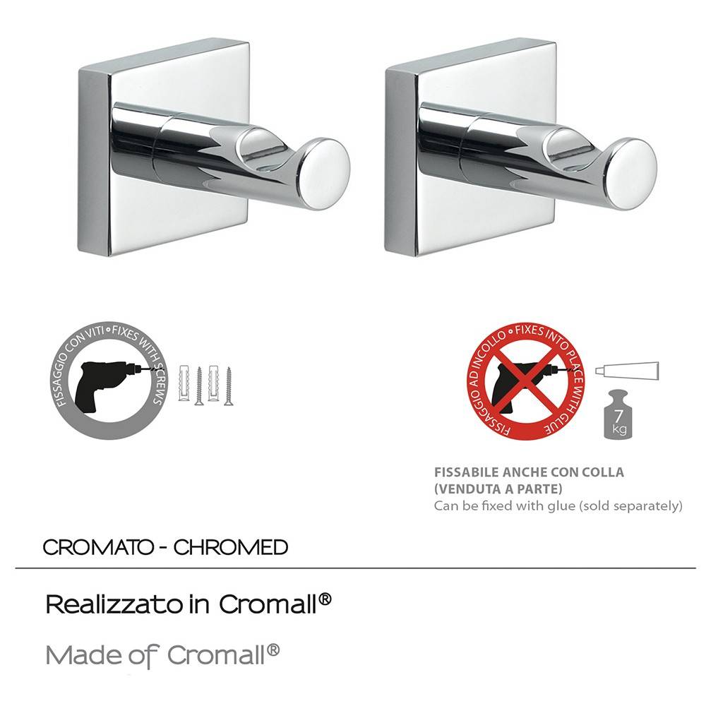 Appendiabiti a muro GEDY linea Fuji set 2 ganci Cromato