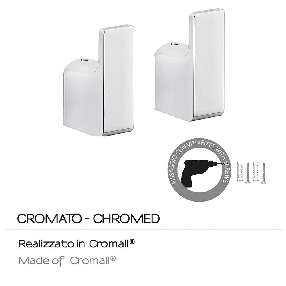 Appendiabiti a muro GEDY linea Outline set 2 ganci Cromato
