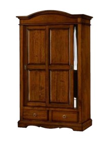 ARTE POVERA KLEIDERSCHRANK 2 SCHIEBETÜREN HOLZ NUSSBAUMFARBEN 122x60x200h