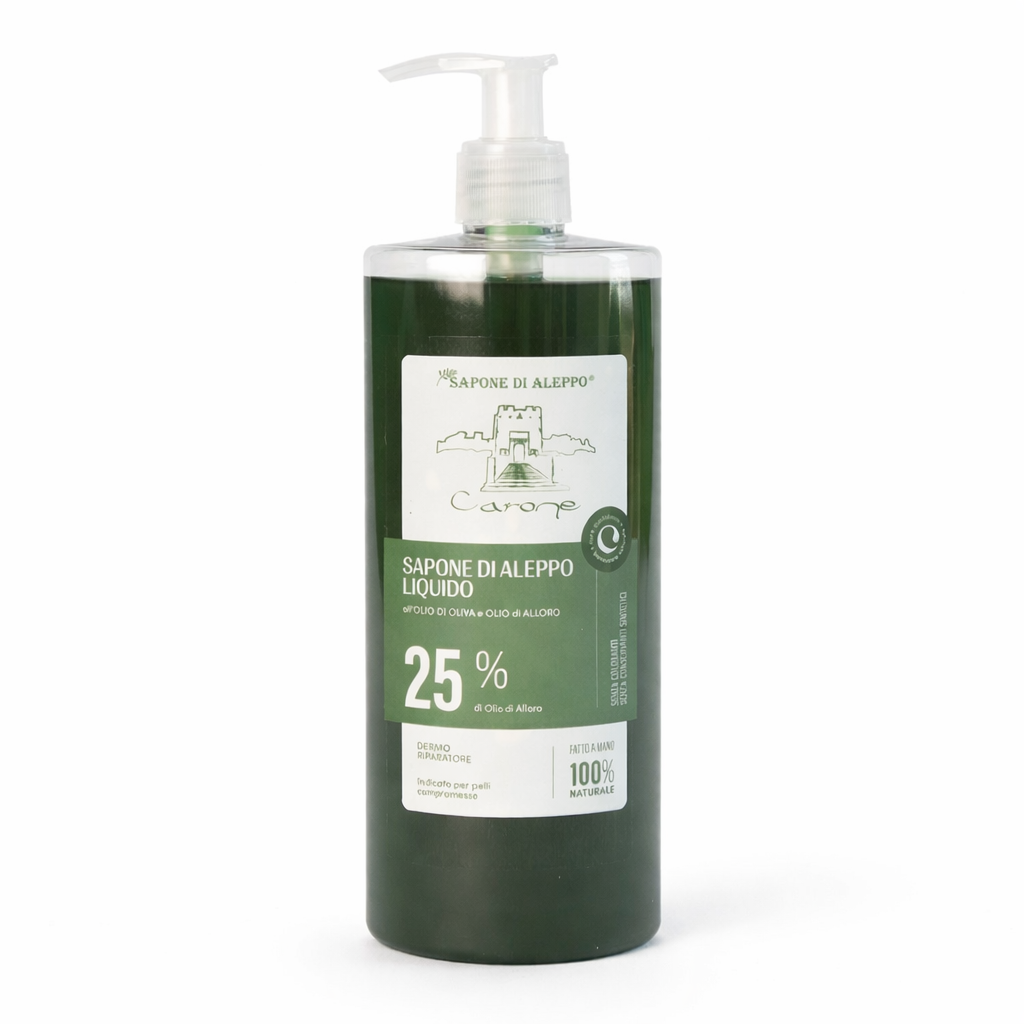 Sapone Di Aleppo Liquido 25% Olio Di Alloro E Olio D’Oliva 400 ml
