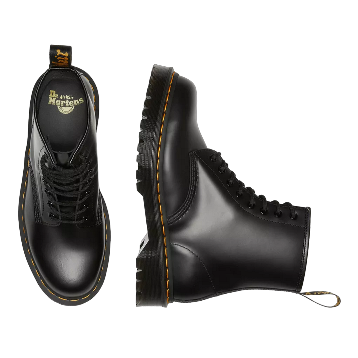 Dr. Martens 1460 BEX Smooth Anfibio Platform Nero 25345001 - Suola Alta Chunky 8 Occhielli