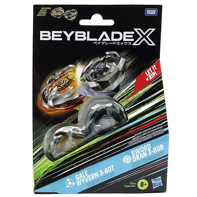 Hasbro - Beyblade X (2er-Pack Kreisel) Gale Wyvern 3-60T & Sword Dran 3-80B
