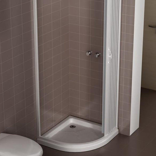 Box doccia semicircolare Giove 90x90 cm in PVC a soffietto laterale — angolo, Made in Italy