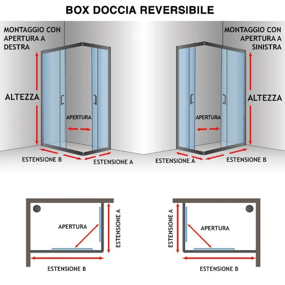 Box doccia Style 70x90xh190cm in cristallo trasparente 6 mm