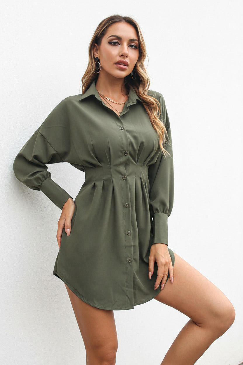 Camicia Donna Lunga Slim Tinta Unita con Fondo Arrotondato