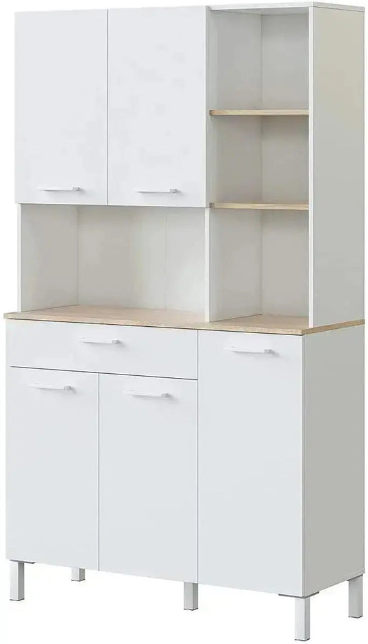 Küchenschrank, Arktikweiß/Canadian, mit 5 Türen, 1 Schublade und 3 Einlegeböden
