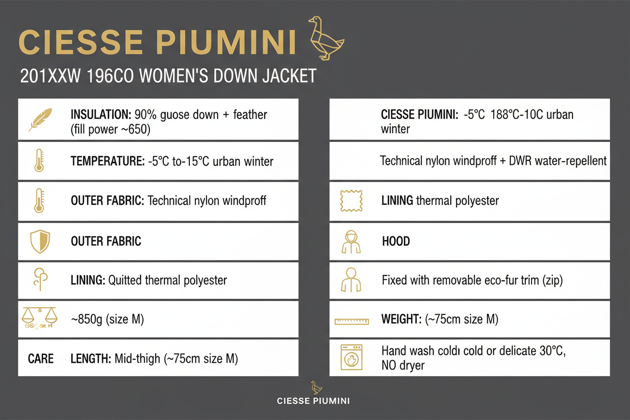 Ciesse Piumini piumino da donna con cappuccio e pelliccia 201XXW 196CO nero