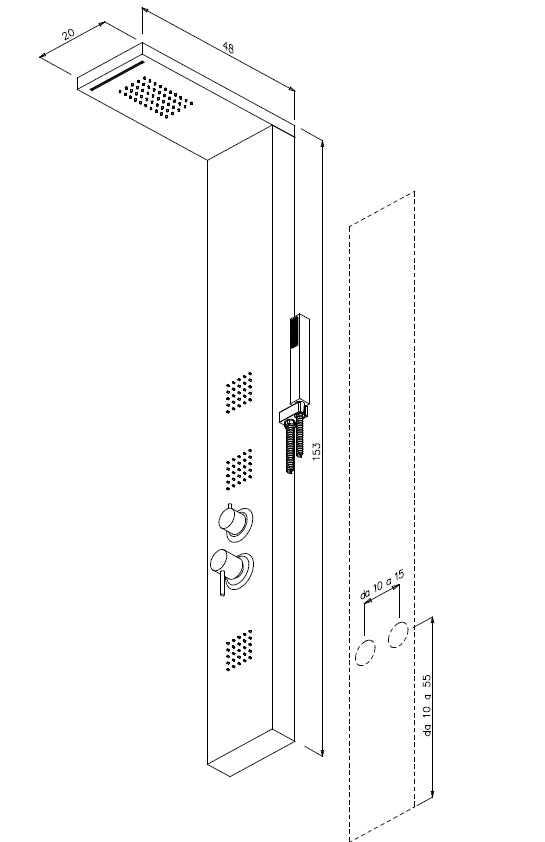 Colonna doccia SKY in acciaio inox 4 funzioni