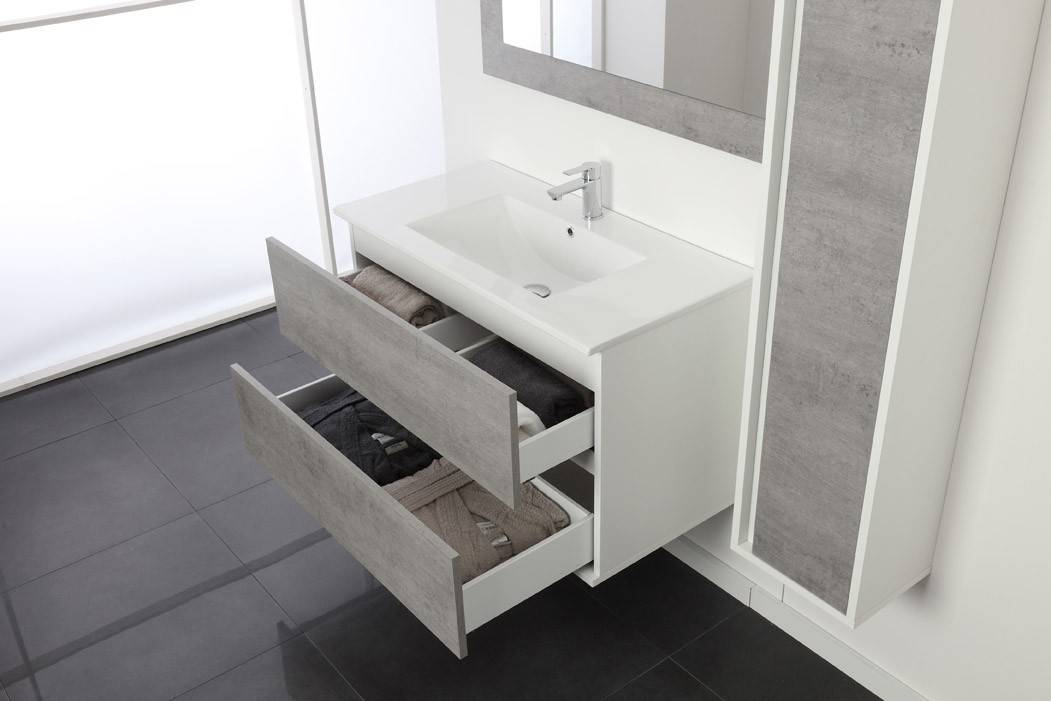 Composizione Bagno Sospeso 90cm Fabula Cemento