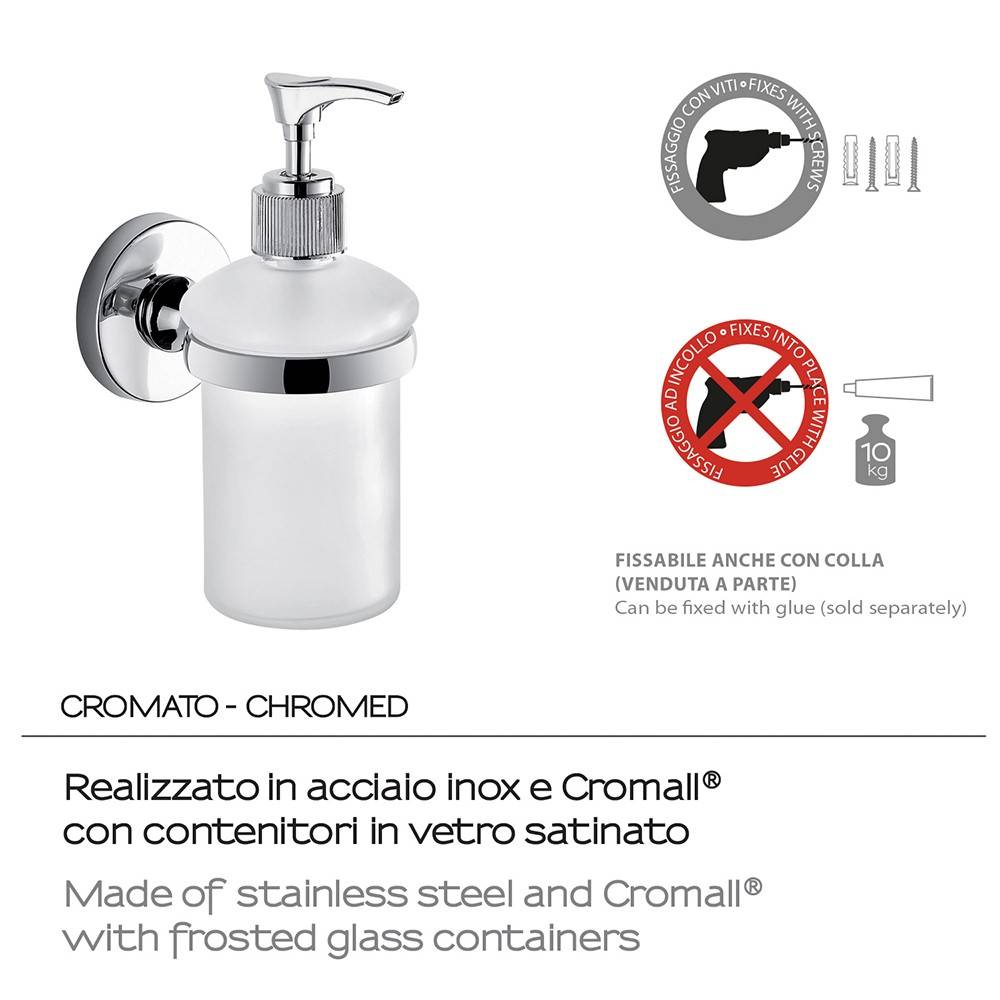 Dosasapone a muro GEDY linea Felce in acciaio Cromato