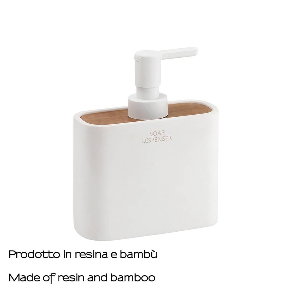 Dosasapone d'appoggio GEDY linea Ninfea in resina e legno Bianco Matt