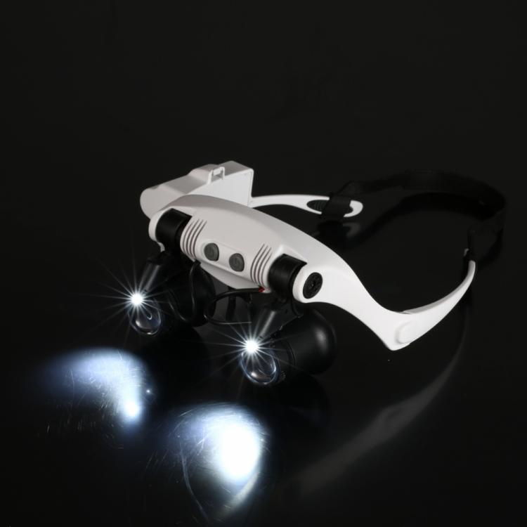 Visierlupe Präzision mit 2 LEDs, 4 Linsen und Taschenlampenfunktion
