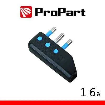 Spina 16A 2P+T uscita cavo 90° nera polybag