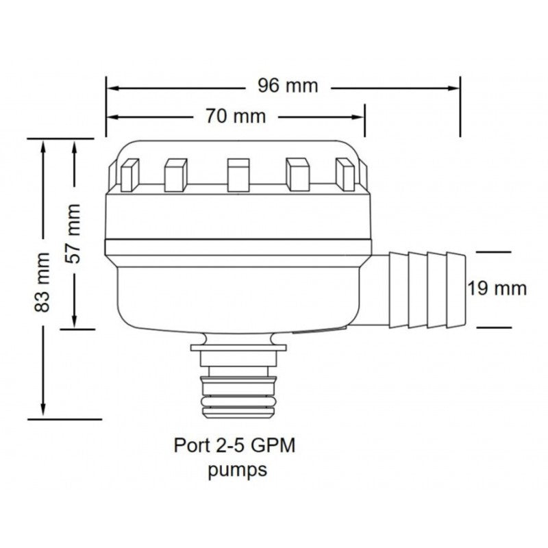 Flojet Filtro Portagomma 3/4' 90°