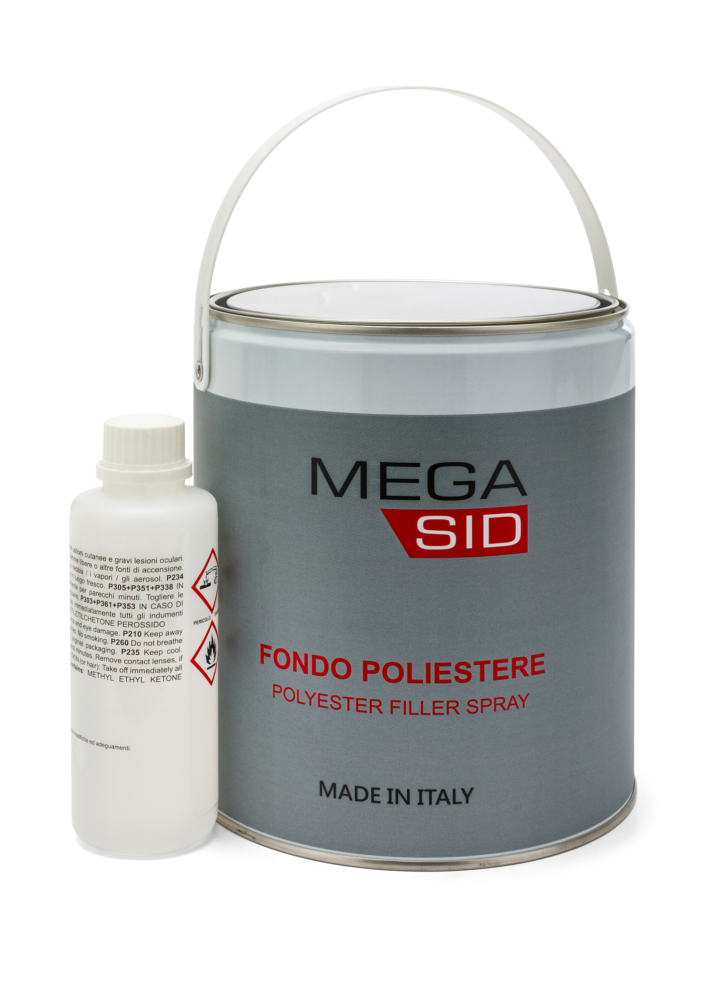 Megasid Fondo Poliestere Filler a Basso VOC Antiruggine Riempitivo ed Isolante 750ml - 3 LT