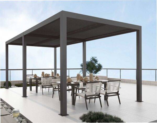 Bioklimatische Pergola Atena100 aus Aluminium Grau, 3x6x2,5H