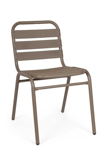 Gartenstuhl aus Stahl, Cappuccino, 45,5x62x79h – robust und elegant
