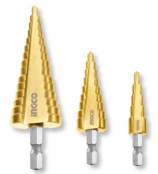 Ingco HSS Stufenbohrer-Set (3 Stück) – 4-12 / 4-20 / 4-32 mm
