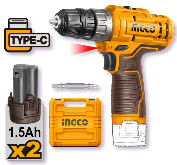 Bohrschrauber 12V, 20 Nm, mit 2x 1.5Ah Akkus und Koffer