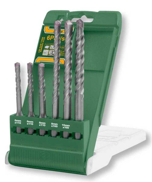 Set 6 Punte Muro SDS Plus in Scatola di Plastica