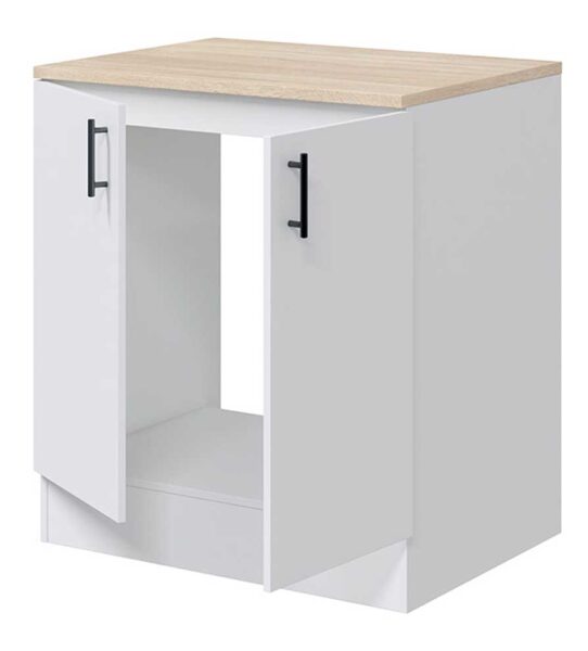Mobile Base Lavello 80 cm 2 Ante, Bianco/Rovere - MDF Resistente