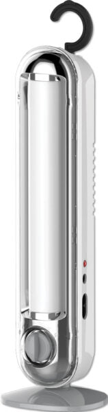 Lampada emergenza LED 9W VEGA ricaricabile con 18 LED, base e gancio