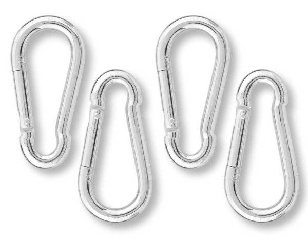 Set 4 Feuerwehrkarabiner aus Stahl 50 mm