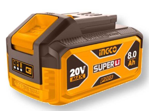 Ingco 20V 8.0Ah Lithium-Akku – kompatibel mit P20S System | Super Li-Ion mit LED-Anzeige