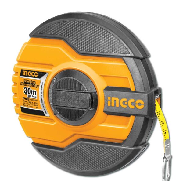 Ingco Maßband 30m, Fiberglasband, metrische und Zoll-Skala