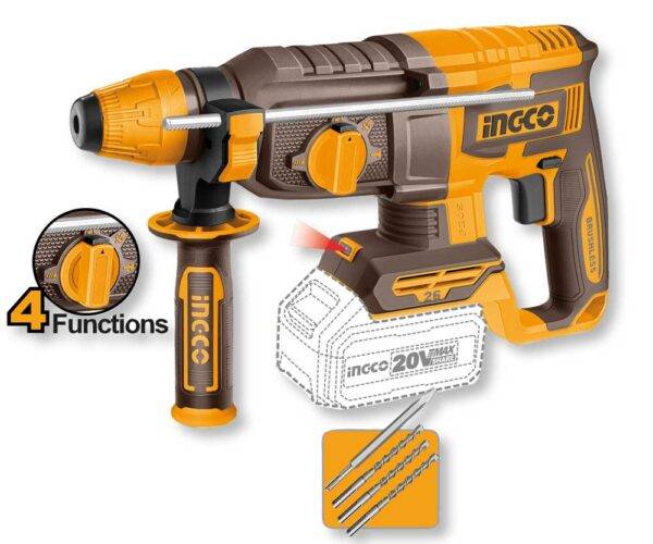 Akku-Bohrhammer/Meißelhammer 20V Solo – P20S, bürstenloser Motor, SDS-Plus