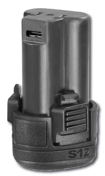 Batteria 12V 1.5Ah S12 – Li-Ion, Ricarica USB-C, Compatibile Trapani