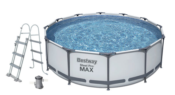 Runder Aufstellpool 366x100 cm – 9.150 L verzinkter Stahl mit Pumpe