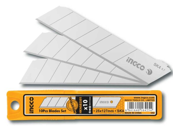 Set mit 10 Abbrechklingen 25x127mm SK4 – Hohe Widerstandsfähigkeit, wiederverschließbare Verpackung