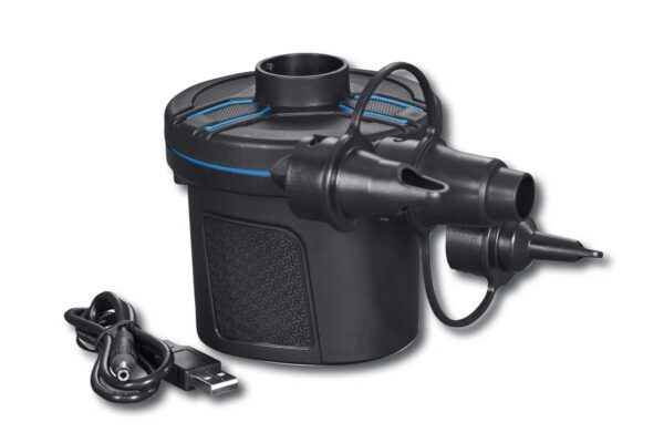 Pompa di gonfiaggio ricaricabile 4,8V con USB, 3 adattatori, 565 l/min